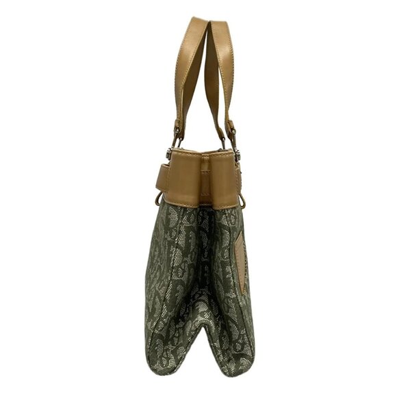 Auth DIOR/ChristianDior Trotteur Khaki Cream Beige Jacquard Leather Tote Bag - Picture 3 of 16